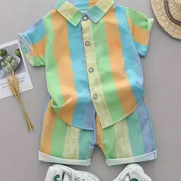 TOONKY Boys Striped Short Sleeves Shirt With Shorts-picture-12