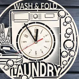 QEZNEF Beige & Black Round Analogue Contemporary Wooden Wall Clock-picture-37