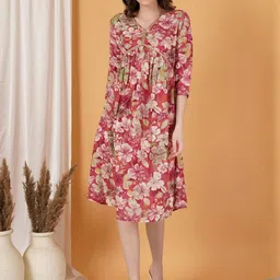 CORSICA Floral Print Bell Sleeve A-Line Midi Dress image 3