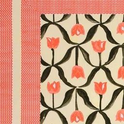 CLOTHOLOGY Cream-Coloured & Cream-Coloured Floral 180 TC King Bedsheet with 2 Pillow Covers image 5