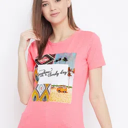 Bishop Cotton Women Graphic Printed Regular Fit Cotton T-shirt-image-93