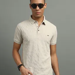 FROSEN FOX Men Self Design Polo Collar T-shirt-image-40