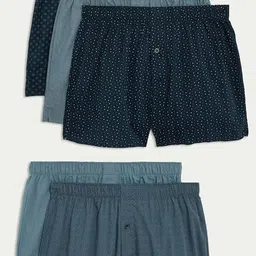Marks & Spencer Men Pack Of 5 Printed Pure Cotton Boxers image 2