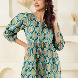 Moda Rapido Printed Tie-Up Neck Pure Cotton Tunic With Trouser image 4