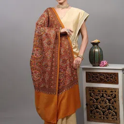 Exotic India Amritsar Floral & Paisley Thread Dense Embroidered Pure Woollen Shawl image 3