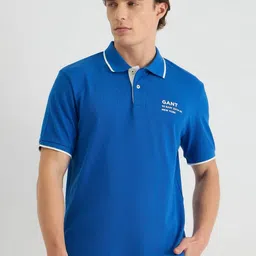 GANT Men Typography Printed Polo Collar Cotton T-shirt-picture-22
