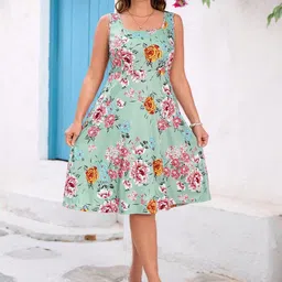 KATECLO Women Floral Print Fit & Flare Dress-picture-22