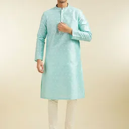 Diwas by Manyavar Woven Desigh Mandarin Collar Straight Kurta with Pyjamas-image-88