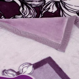 Signature Purple & White Floral Mink AC Room 500 GSM Double Bed Blanket image 4