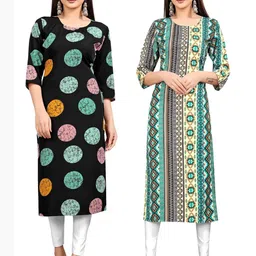 MANTRA DESIGNER Women Pack Of 2 Multicoloured Crepe Kurtas-picture-33