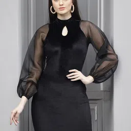 STYLECAST X KASSUALLY High Neck Velvet Sheath Dress-image-76