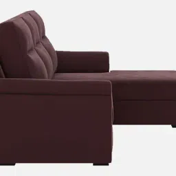 casacraft from pepperfry Hazelwood Velvet Fabric Fabric LHS Sectional Sofa (2 + Lounger) in Wine Red Color image 5