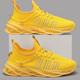 RapidBox Men Yellow Striped Sneakers-picture-24