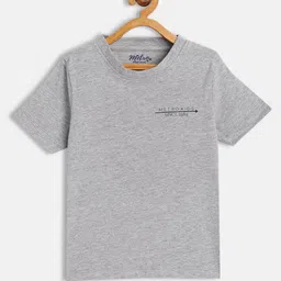 METRO KIDS COMPANY Boys Grey Melange Solid T-shirt with Printed Detail-picture-18