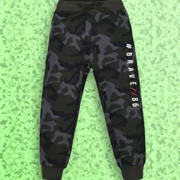 PLUM TREE Boys Green & Blue Camouflage Pure Cotton Joggers-picture-57