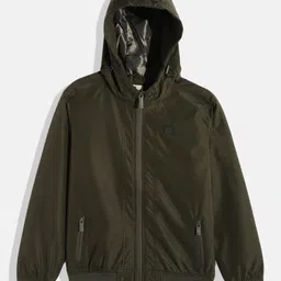 WROGN YOUTH Boys Olive Green Solid Hooded Bomber Jacket-picture-29