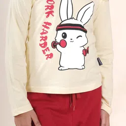 KiddoPanti Girls Printed Pure Cotton Top With Jogger image 2