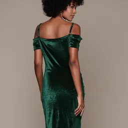 bebe Future Glam Cold-Shoulder Sleeves Ruched Velvet Sheath Dress image 5