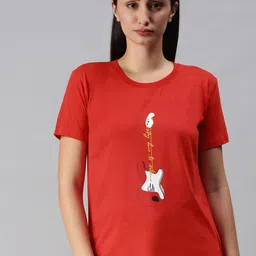 BRATMA Women Red & White Printed T-shirt-image-96