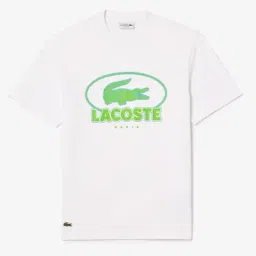 Lacoste White Classic Fit Printed T-Shirt image 3
