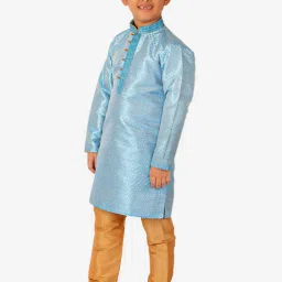 Pro-Ethic Style Developer Kids Blue & Beige Printed Full Sleeves Kurta with Pyjamas image 3