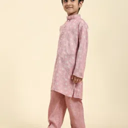 Pro-Ethic Style Developer Kids Pink Printed Full Sleeves Kurta with Pyjamas image 3