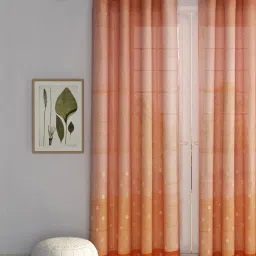 Fabindia Home Eesha Rust Orange Cotton 9 ft Long Door Curtain image 1