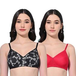 FIMS Black & Pink Printed Bras - Pack Of 2-picture-40