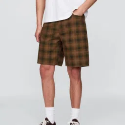 GAP Khaki Checked Regular Fit Shorts image 1