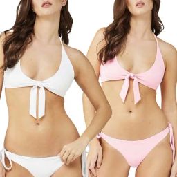 Secrets By ZeroKaata White & Pink Plain Swimwear Bra Panty Set - Pack Of 2-picture-47