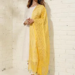 Fabindia Yellow Printed Dupatta image 1