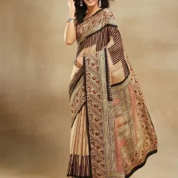Fabindia Beige Printed Saree image 1