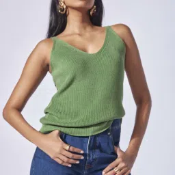 The Label Life Green Cotton Textured Pattern Top image 1