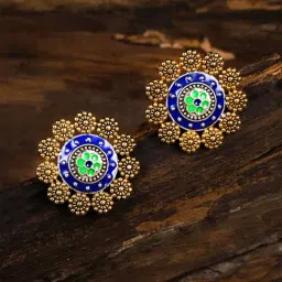 Zaveri Pearls Blue & Green Alloy Stud Earrings-image-16
