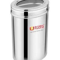 Rudra Silver Stainless Steel Container with See Through Lid image 1
