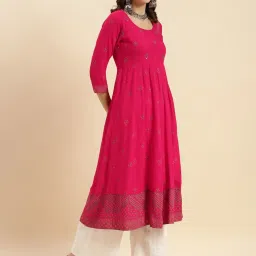 Rangita Pink Embellished A Line Kurta image 3