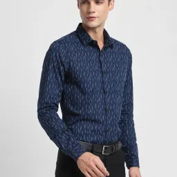 Allen Solly Navy Cotton Slim Fit Printed Shirt image 3