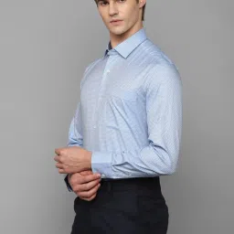 Luxure By Louis Philippe Blue Cotton Slim Fit Striped Shirt image 3
