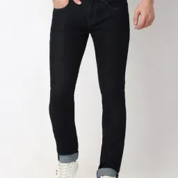 Spykar Blue Cotton Blend Slim Solid Jeans-image-90