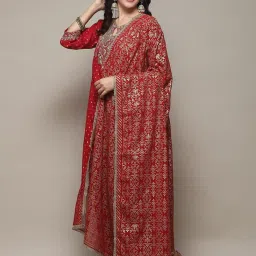 Biba Red Embellished Kurta Salwaar Set With Dupatta image 3