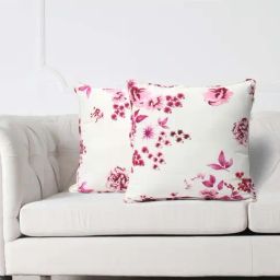 Swayam White & Pink Cotton 160 TC Cushion Covers - Set of 2-picture-14