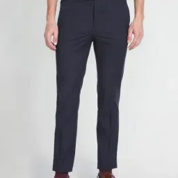 Arrow New York Dark Blue Slim Fit Checks Trousers-picture-33