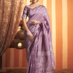 Satrani Mauve Woven Saree With Unstitched Blouse image 1