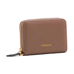 Miraggio Maya Brown Textured Small Leather Zip Around Wallet image 3