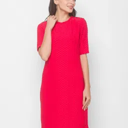 Globus Pink Self Design Above Knee Dress image 1