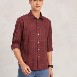 Nautica Slim Fit Windowpane Checked Pure Cotton Casual Shirt image 2