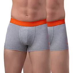 UnderJeans by Spykar Grey & Orange Trunks - Pack of 2-image-14