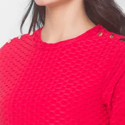 Globus Pink Self Design Above Knee Dress image 5