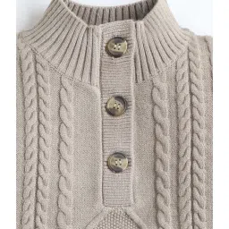 Cherry Crumble By Nitt Hyman Kids Beige Self Design Full Sleeves Sweater image 3