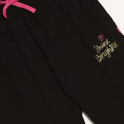 Dixcy Slimz Kids Black Cotton Printed Trackpants image 3